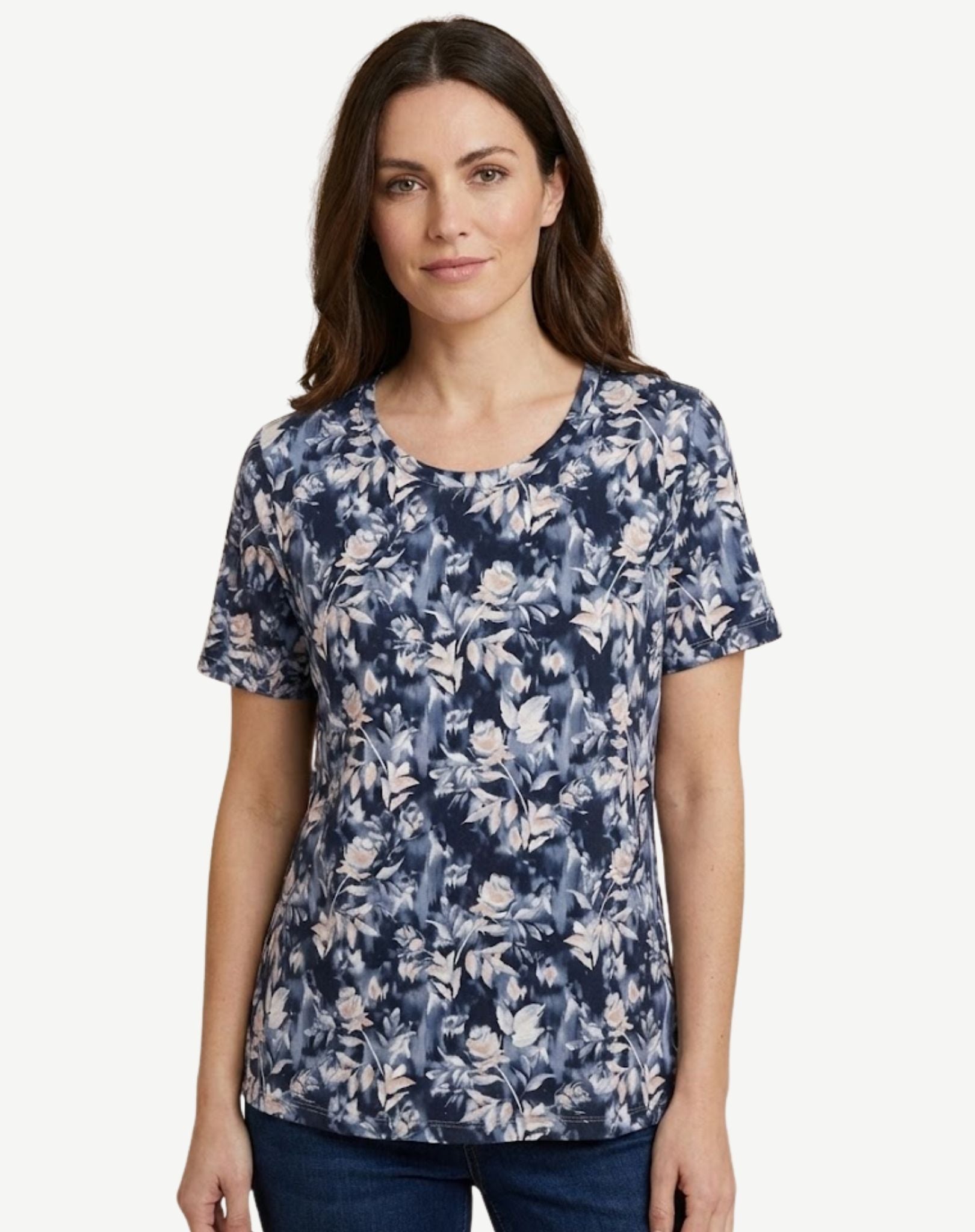 Navy Blush Printed Summer Knit Top Corfu Jeans