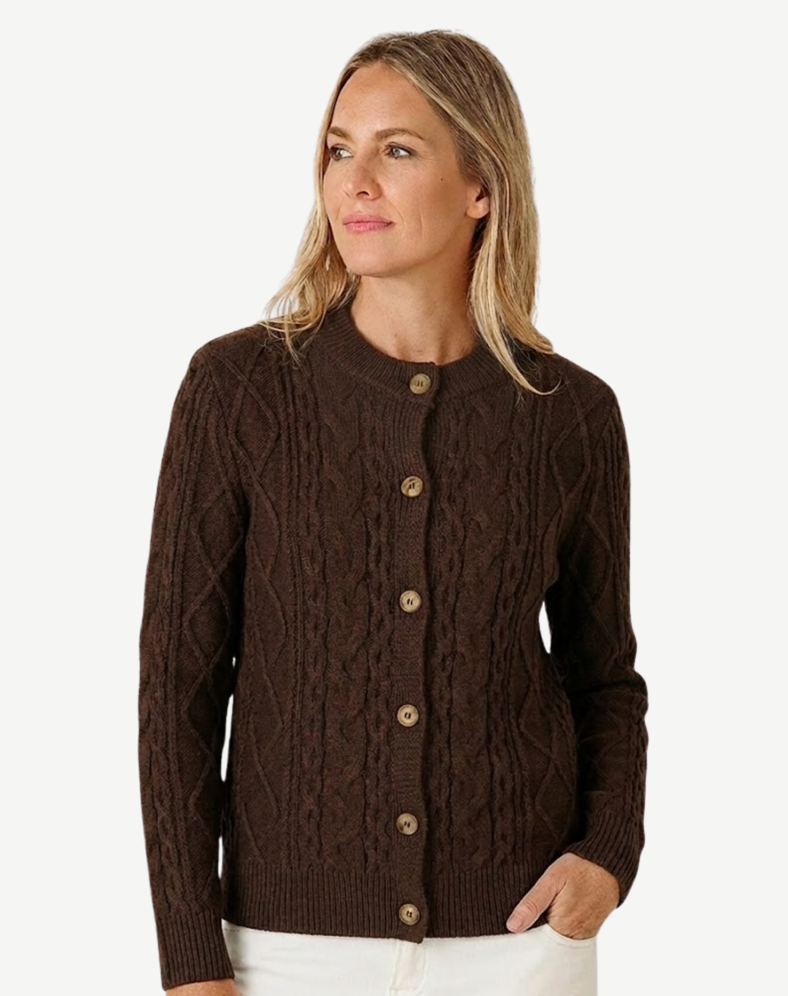Coffee Cable Knit Cardigan Corfu Jeans