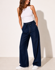 Bettina Wash Cotton Blend Wide Leg Denim Corfu Jeans