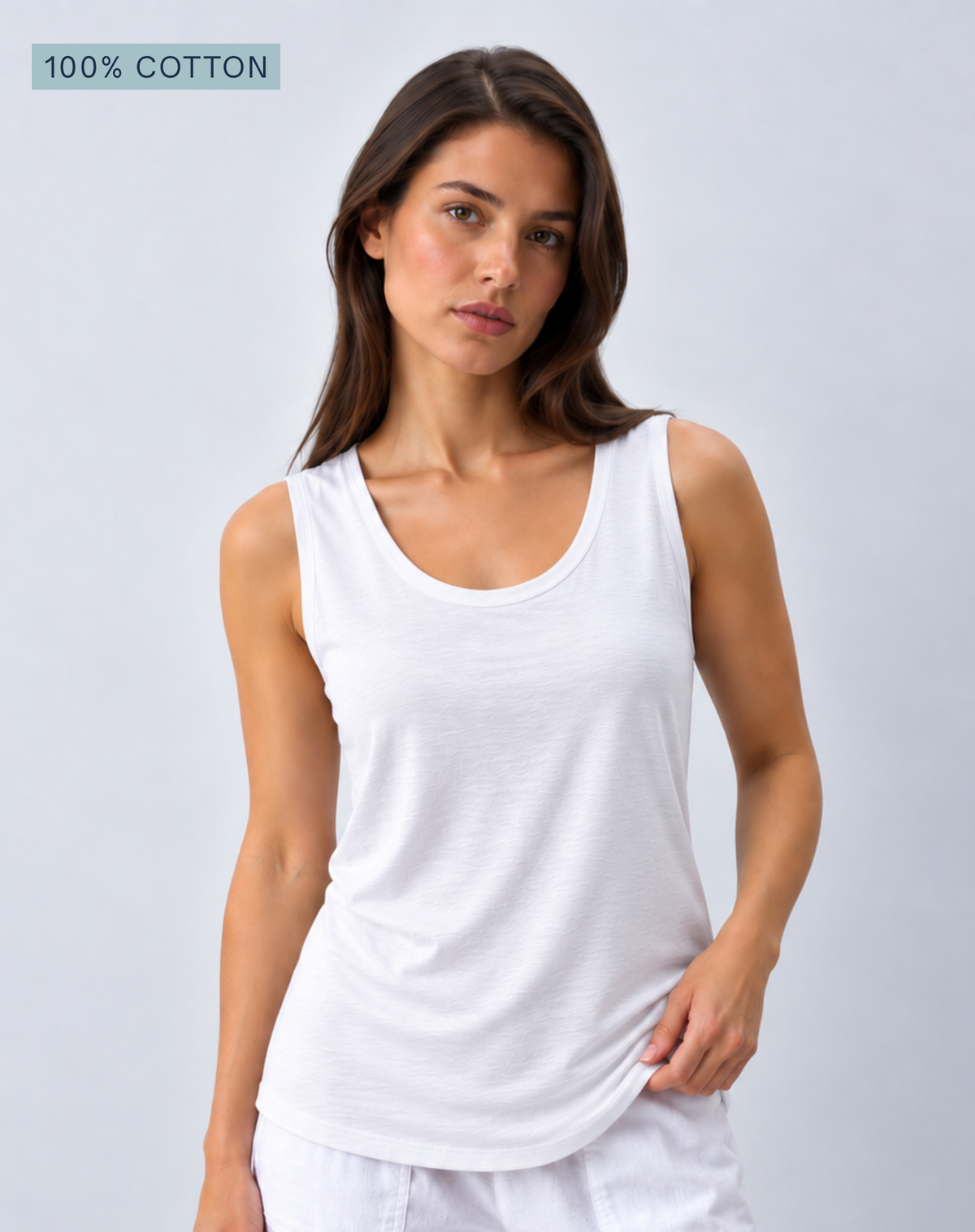 White Pima Cotton Tank Top – 100% Cotton Corfu Jeans