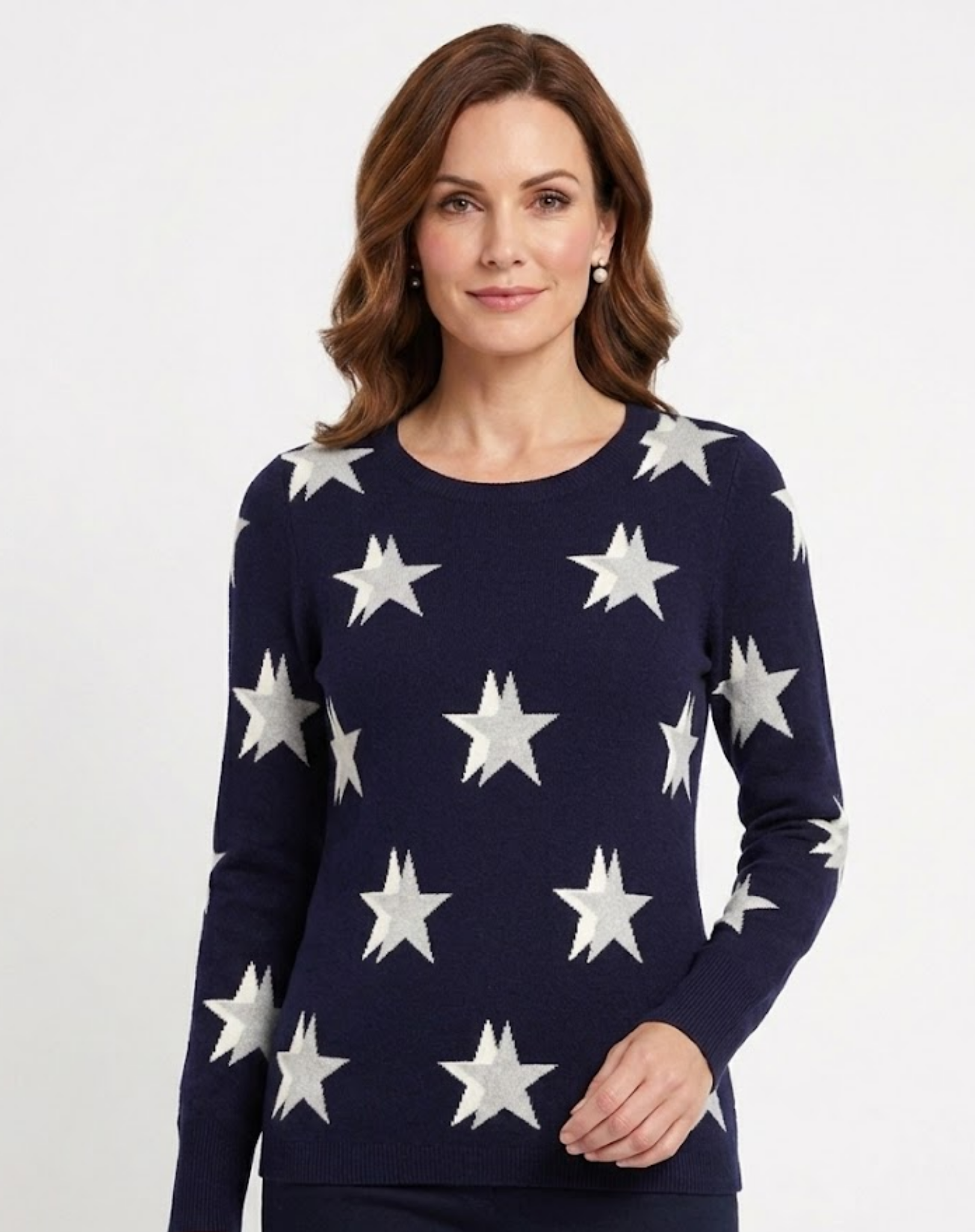 Navy and Pewter Star Long Sleeve Knit Sweater Corfu Jeans
