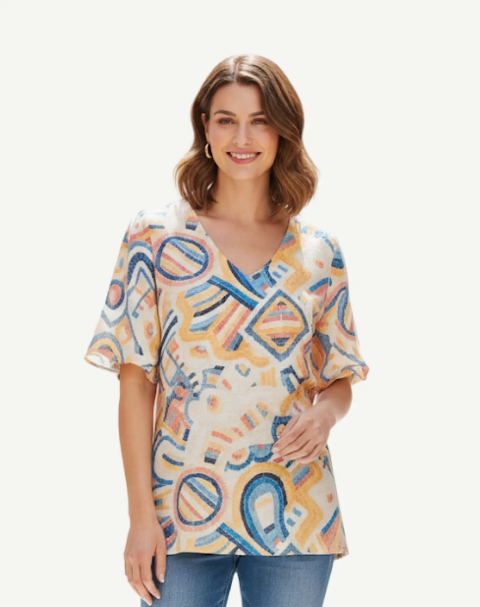 Floral Fizz Soft Print Top Corfu Jeans