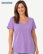Lilac Bloom Pima Cotton T-Shirt – 100% Cotton V-Neck Tee
