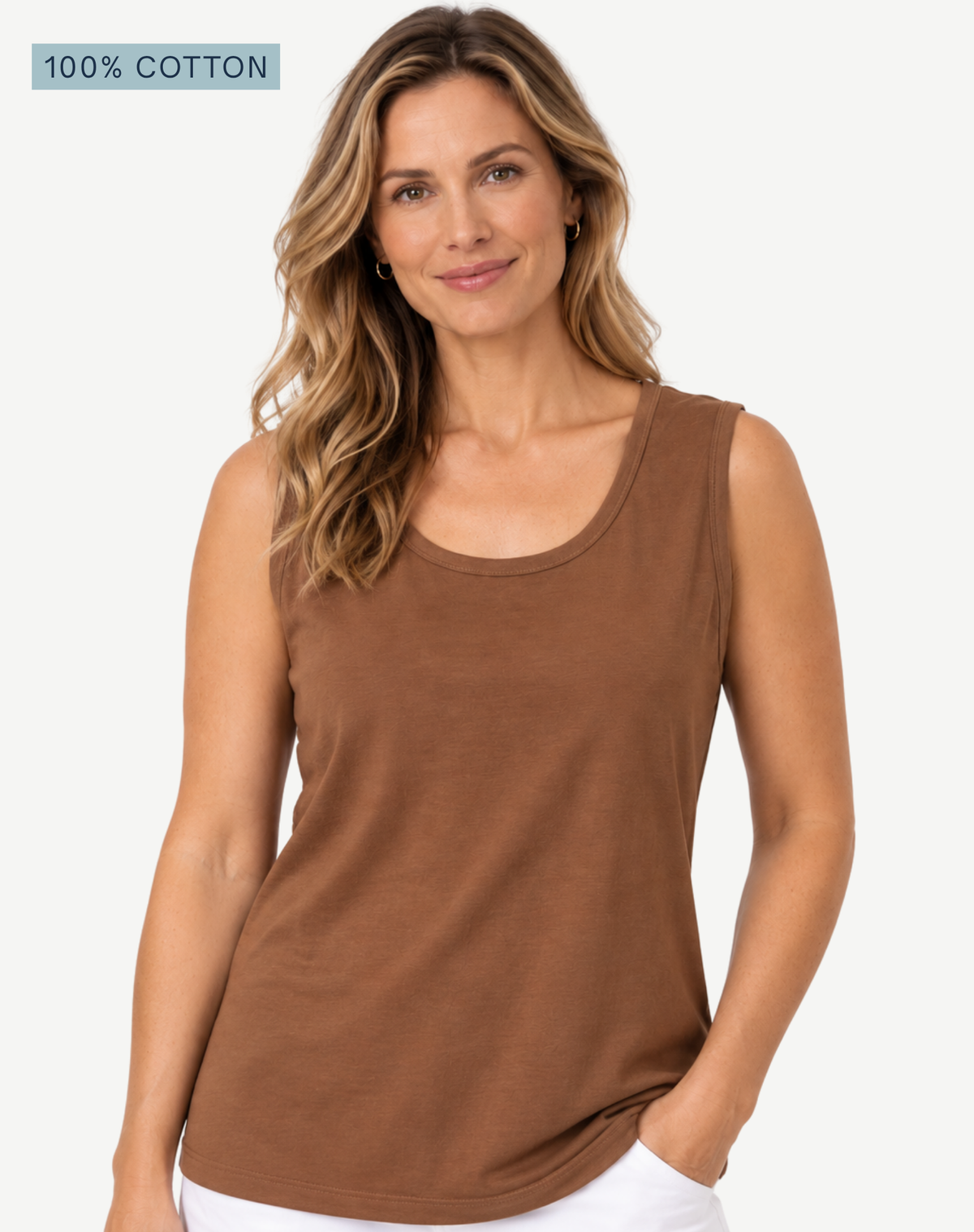 Mocha Pima Cotton Tank Top – 100% Cotton Corfu Jeans