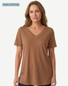 Mocha Pima Cotton T-Shirt – 100% Cotton V-Neck Tee