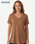 Mocha Pima Cotton T-Shirt – 100% Cotton V-Neck Tee Corfu Jeans