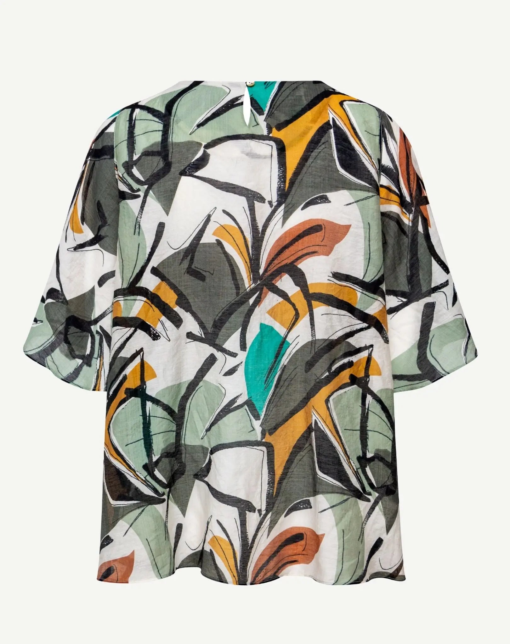 Neutral Abstract Soft Print Blouse Corfu Jeans