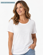 Optic White 100% Cotton Bamboo Crew Neck Tee