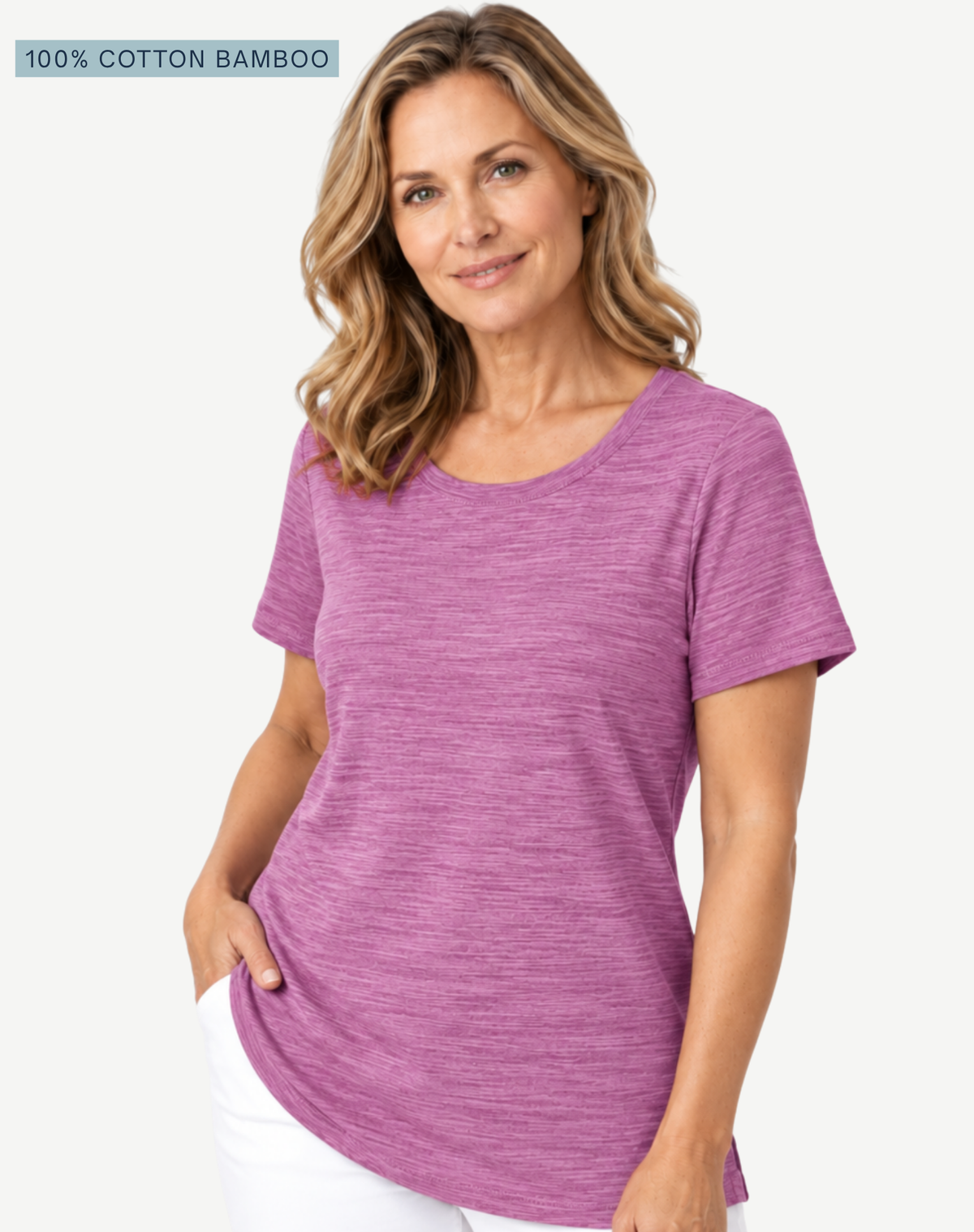Orchid 100% Cotton Bamboo Crew Neck Tee Corfu Jeans