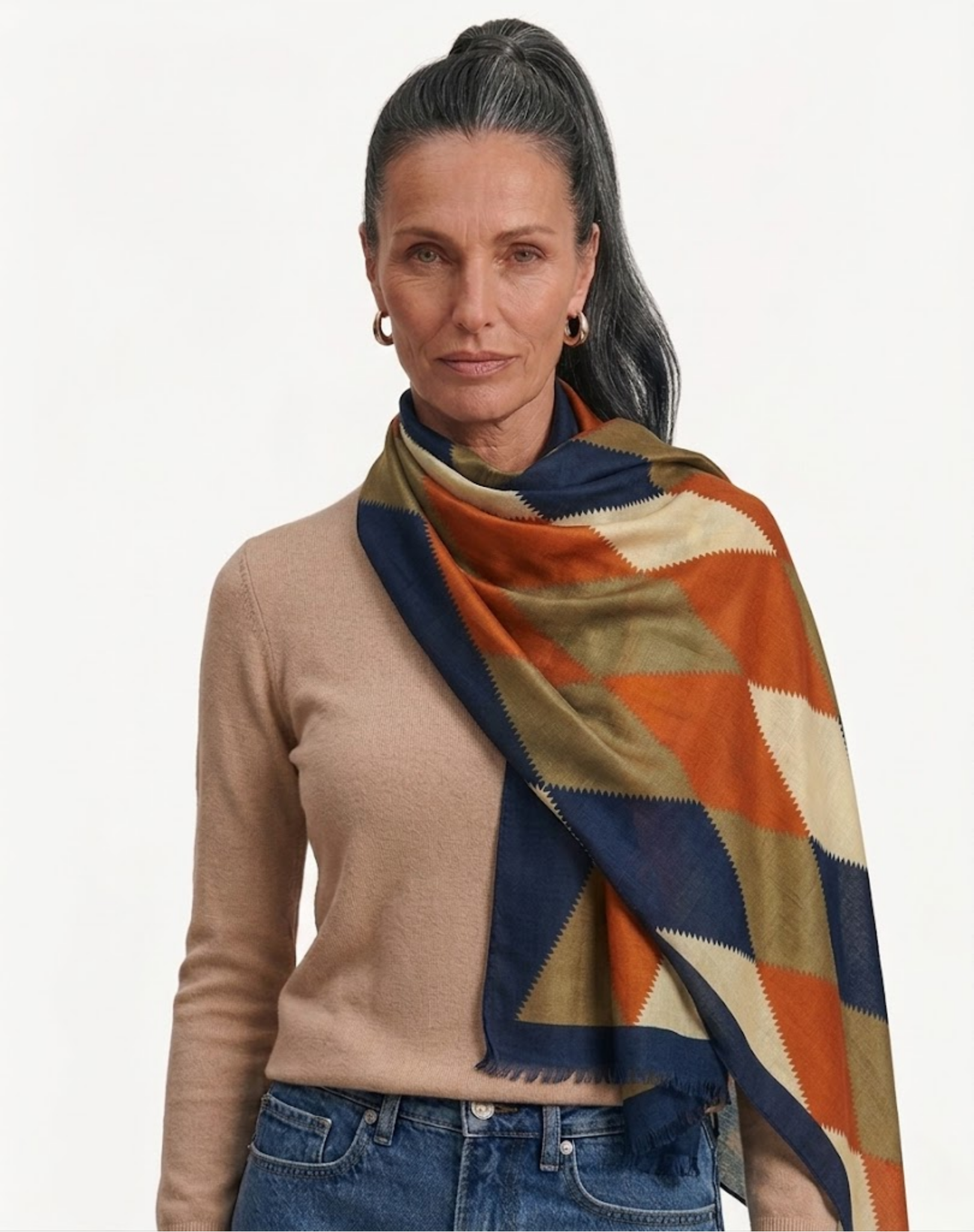 Geometric Patchwork Diamond Print Scarf Corfu Easy Living