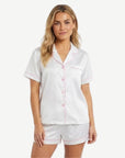 Anastasia White and Pink Short Sleeve Pyjama Set | Women's 2-Piece Sleepwear