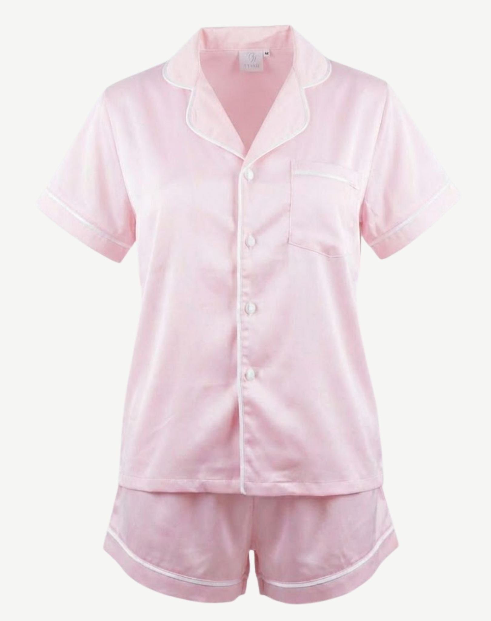 Anastasia Pink and White Short Sleeve Pyjama Set | Women's 2-Piece Sleepwear Corfu Jeans