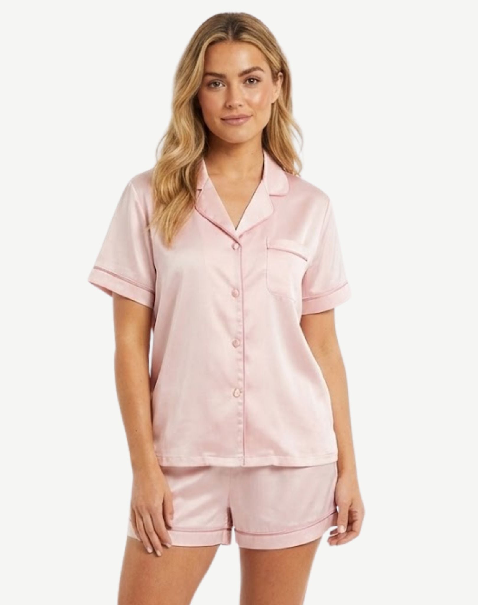 Anastasia Pink on Pink Short Sleeve Pyjama Set | Women's 2-Piece Sleepwear Corfu Jeans
