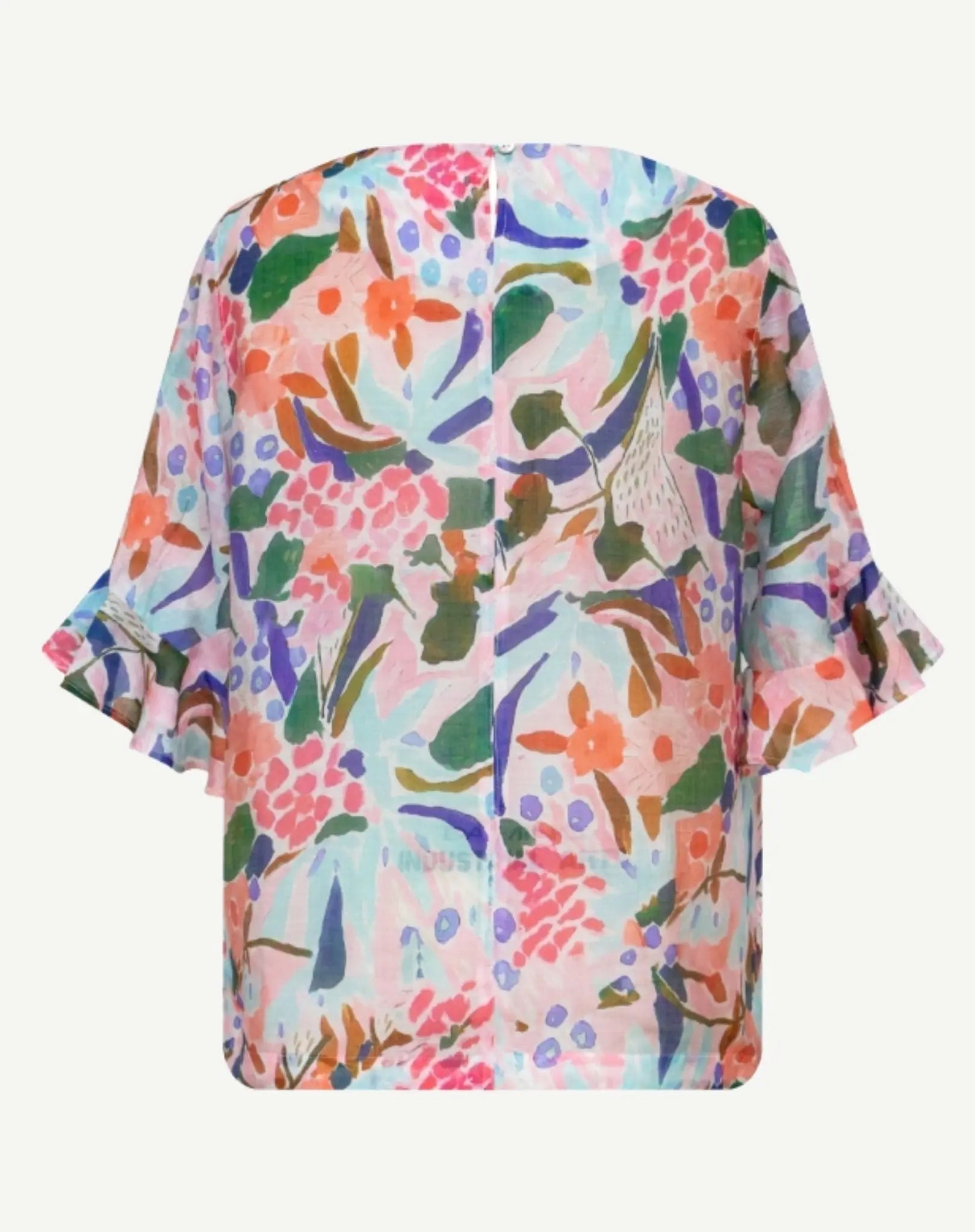 Petal Dance Soft Print Ruffle Blouse Corfu Jeans