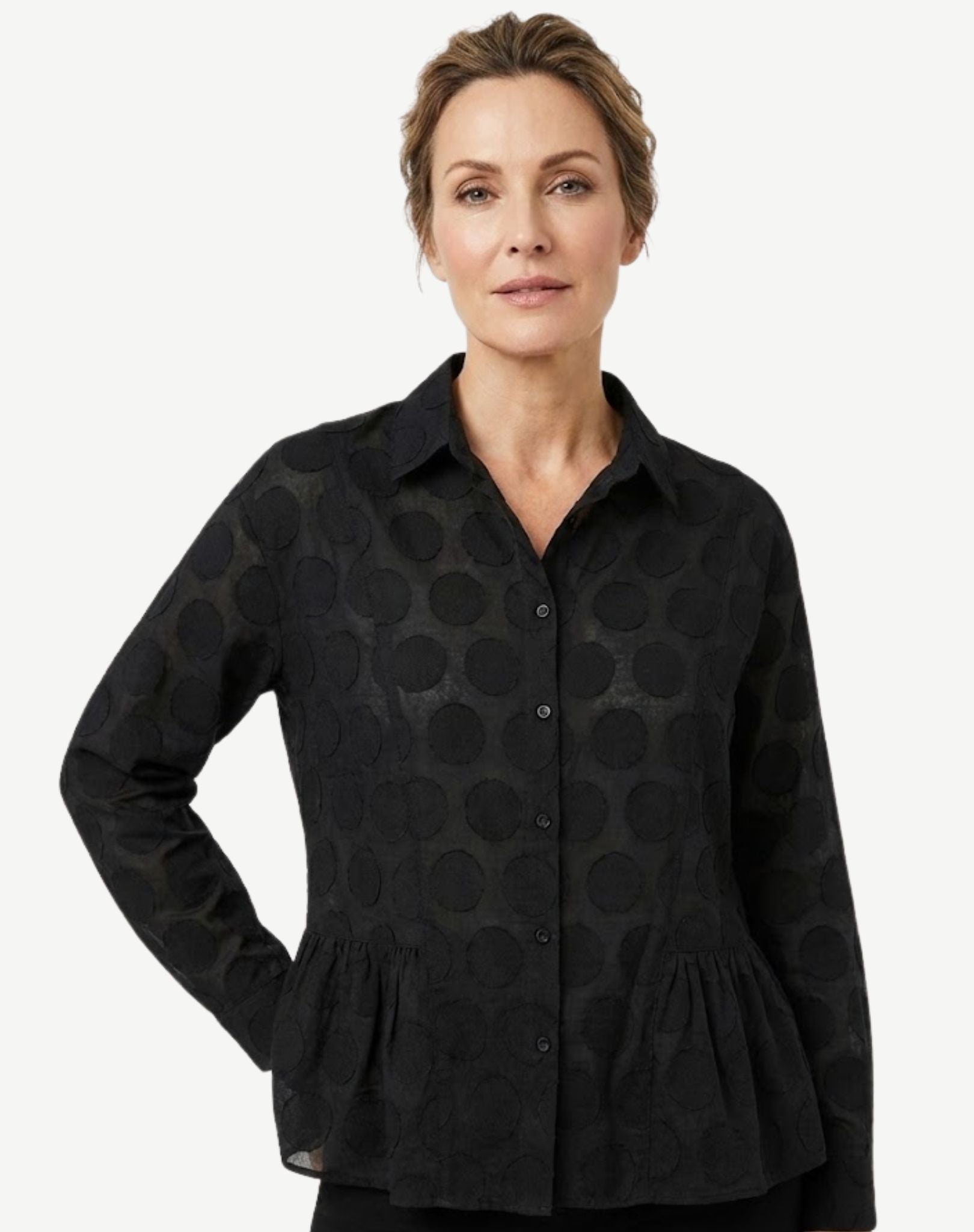 Black Cotton Spotted Blouse Corfu Jeans