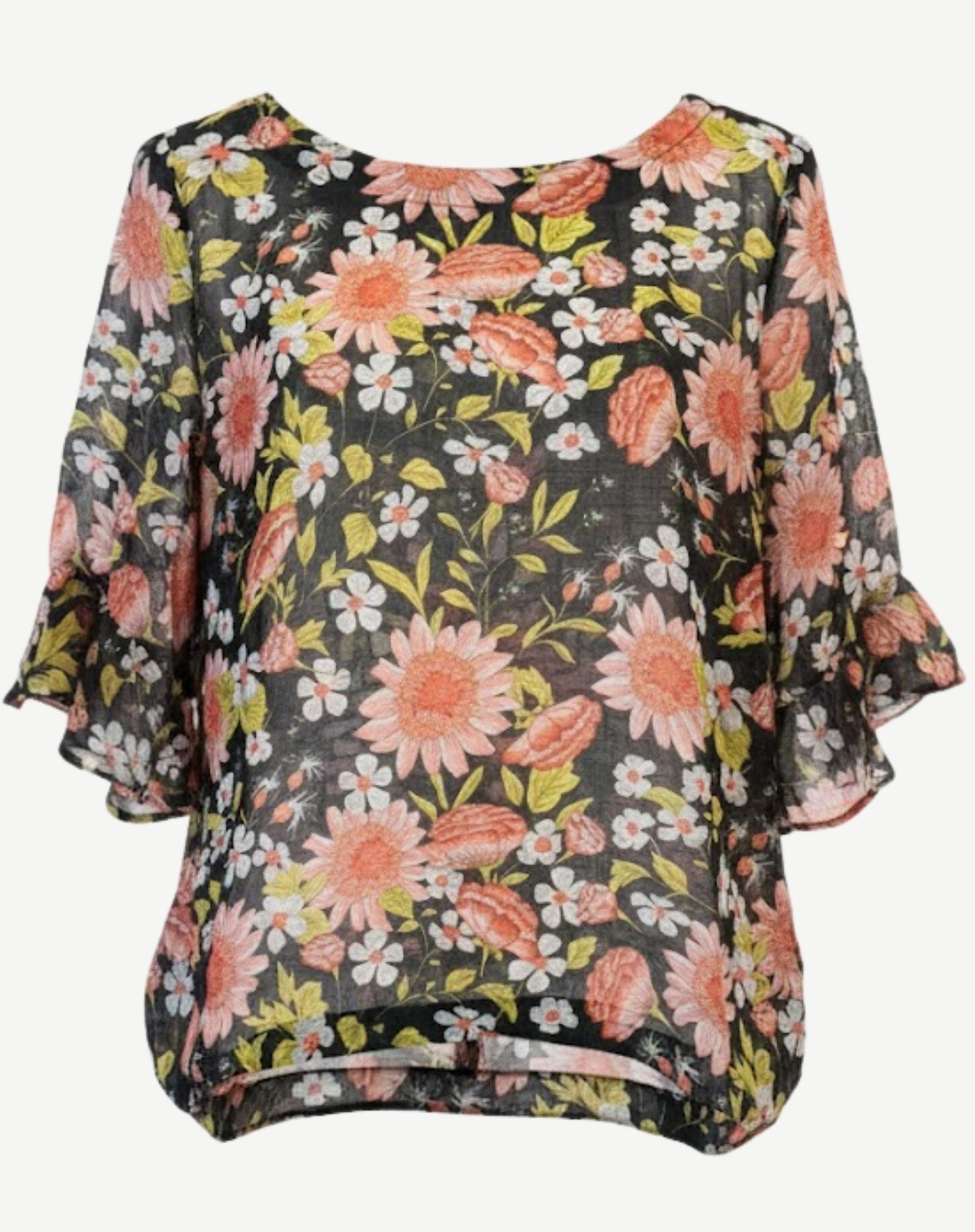 Black Dahlia Soft Print Blouse Corfu Jeans