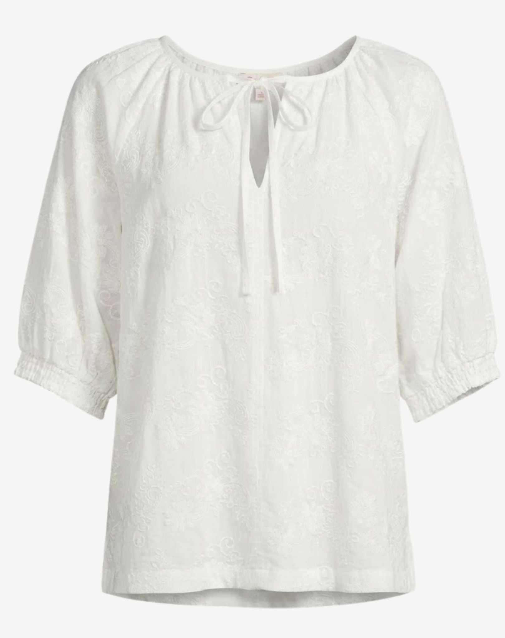 White Cotton Embroidered Lace Blouse Corfu Jeans