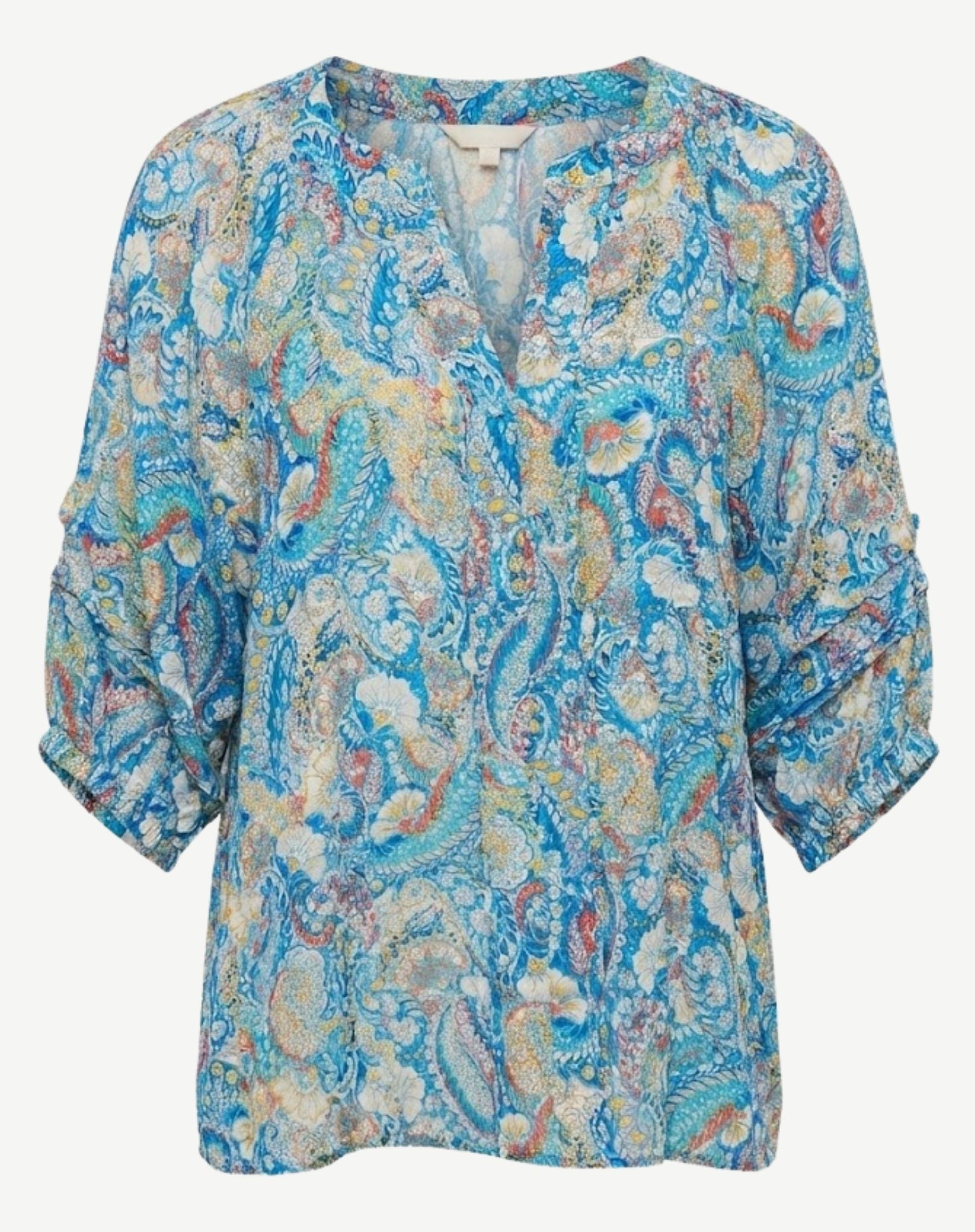 Sea Foam Soft Print Blouse Corfu Jeans