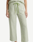 Paradise Green Striped Linen Drawstring Pants Corfu Jeans