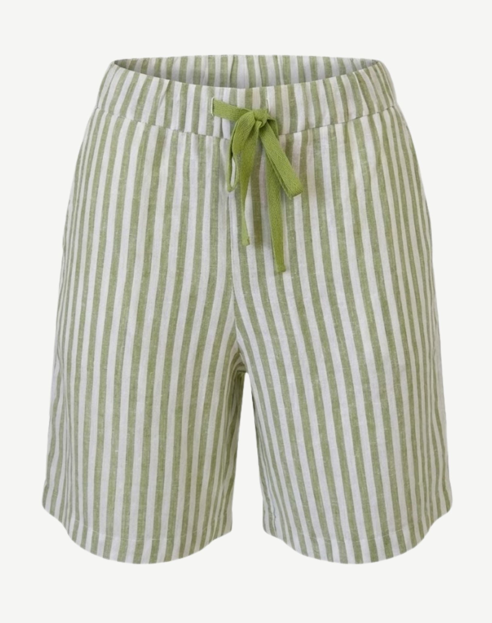 Paradise Green Striped Linen Drawstring Shorts Corfu Jeans