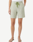 Paradise Green Striped Linen Drawstring Shorts Corfu Jeans