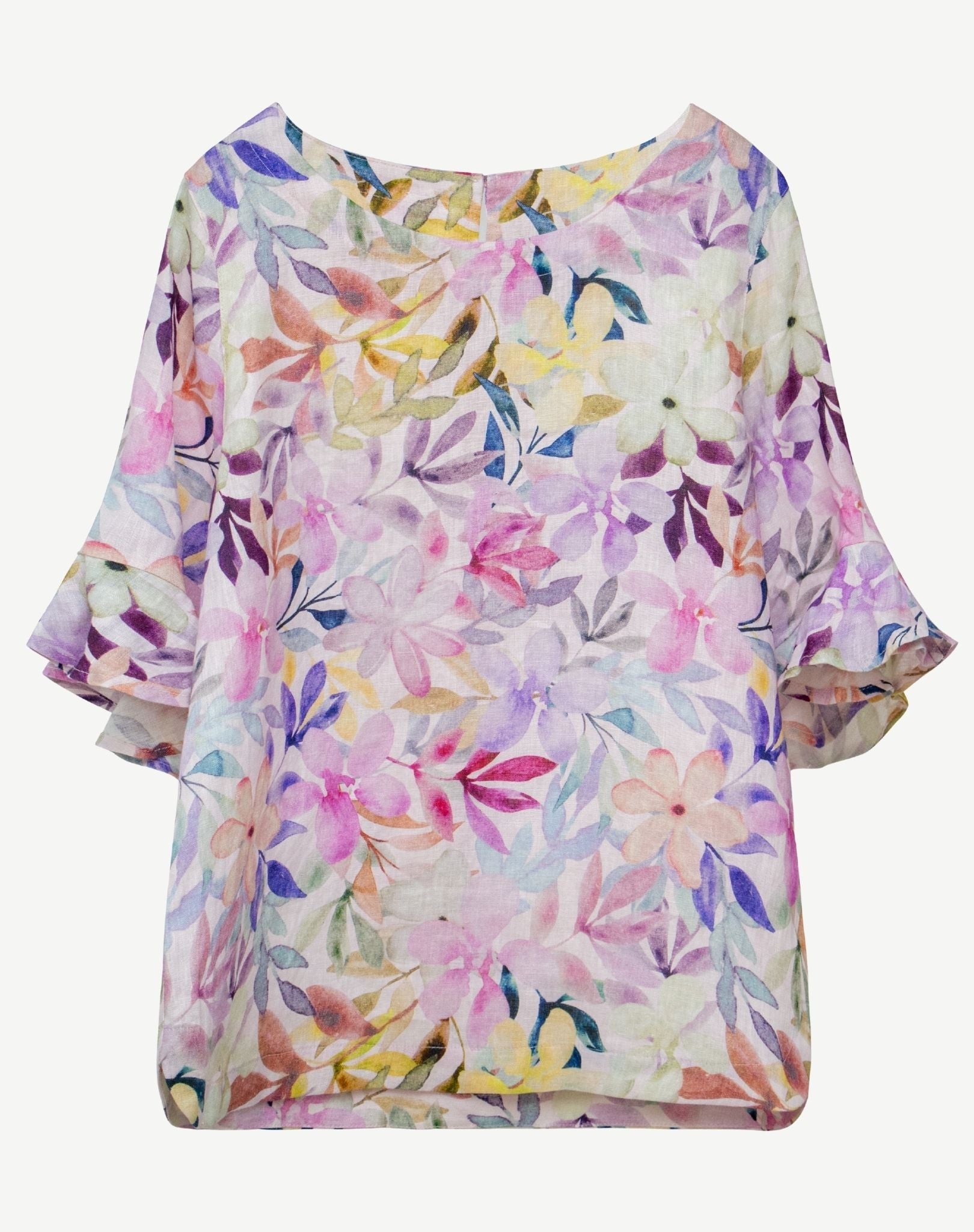 Delicate Blossom Ruffle Sleeve Blouse Corfu Jeans