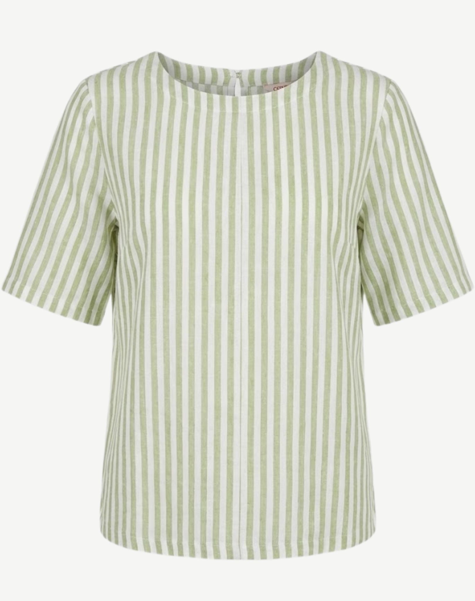 Paradise Green Striped Linen Short Sleeve Top Corfu Jeans