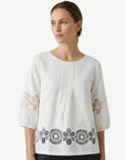 White Lace Embroidered Cotton Blouse Corfu Jeans