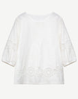 White Lace Embroidered Cotton Blouse Corfu Jeans