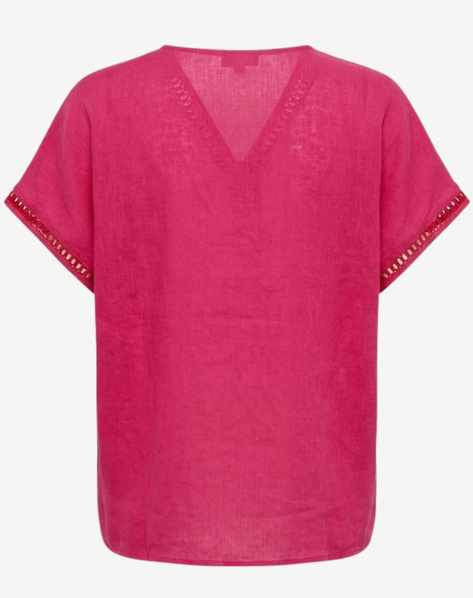 Gypsy Pink Linen Embroidered Top Corfu Jeans