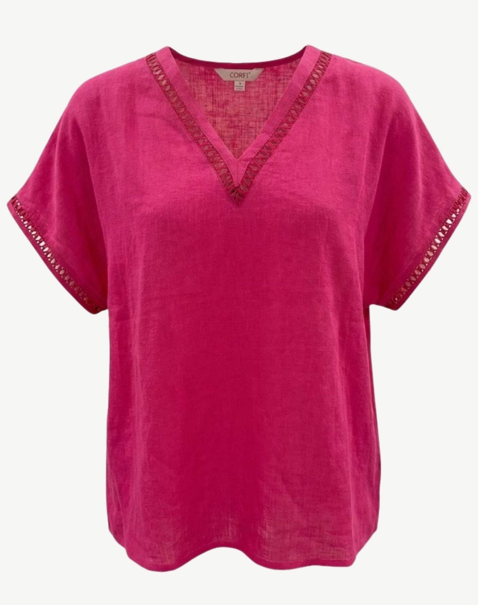 Gypsy Pink Linen Embroidered Top Corfu Jeans