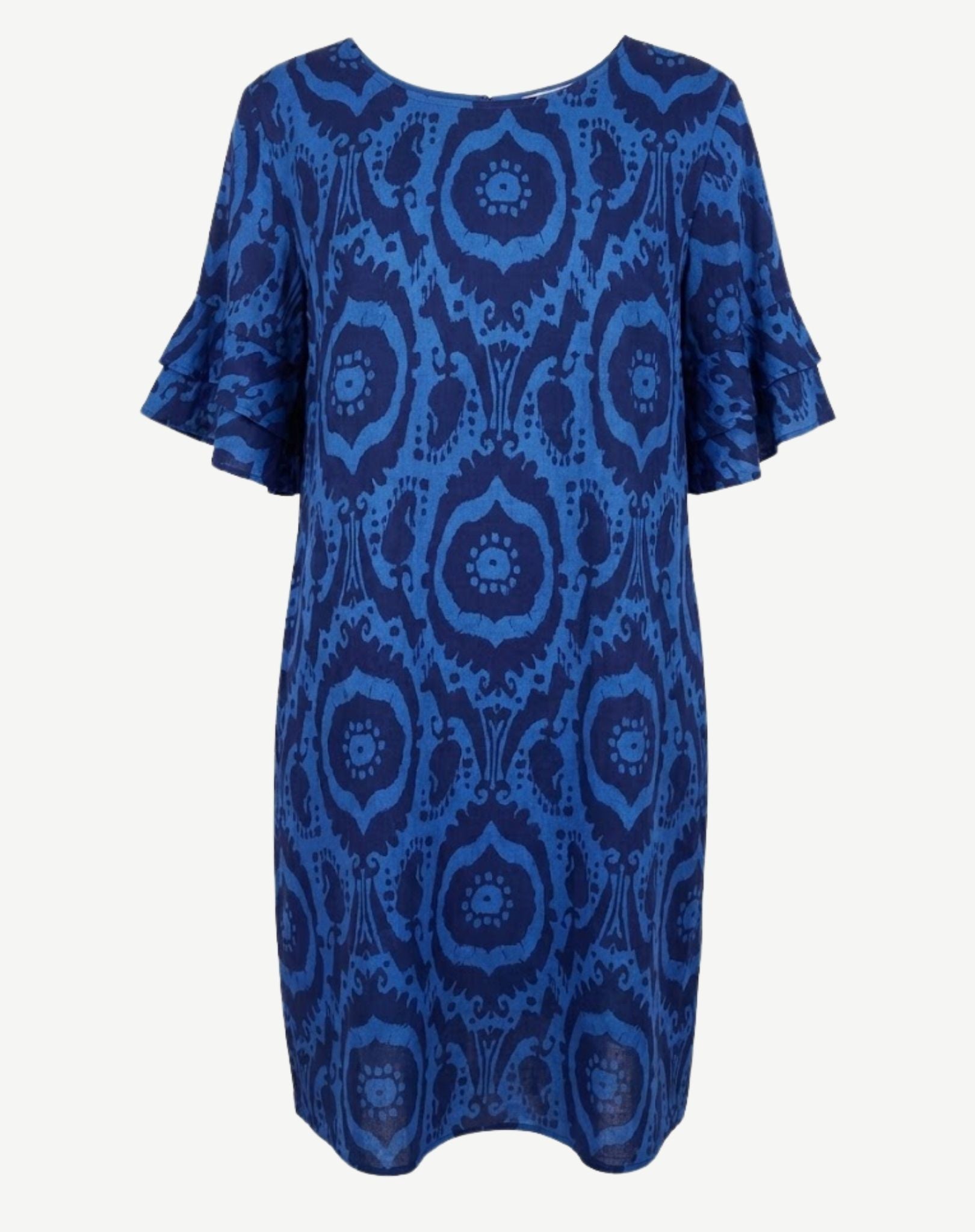 Ikat Blue Linen Printed Dress Corfu Jeans