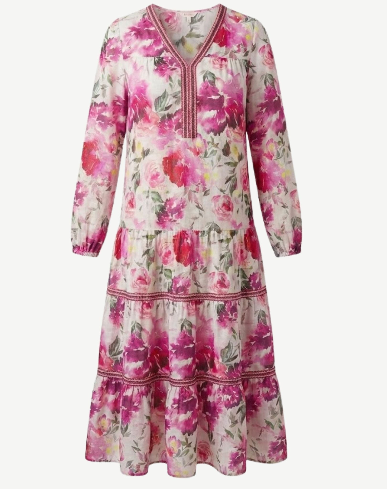 Peony Fragrance Printed Long Sleeve Dress Corfu Jeans