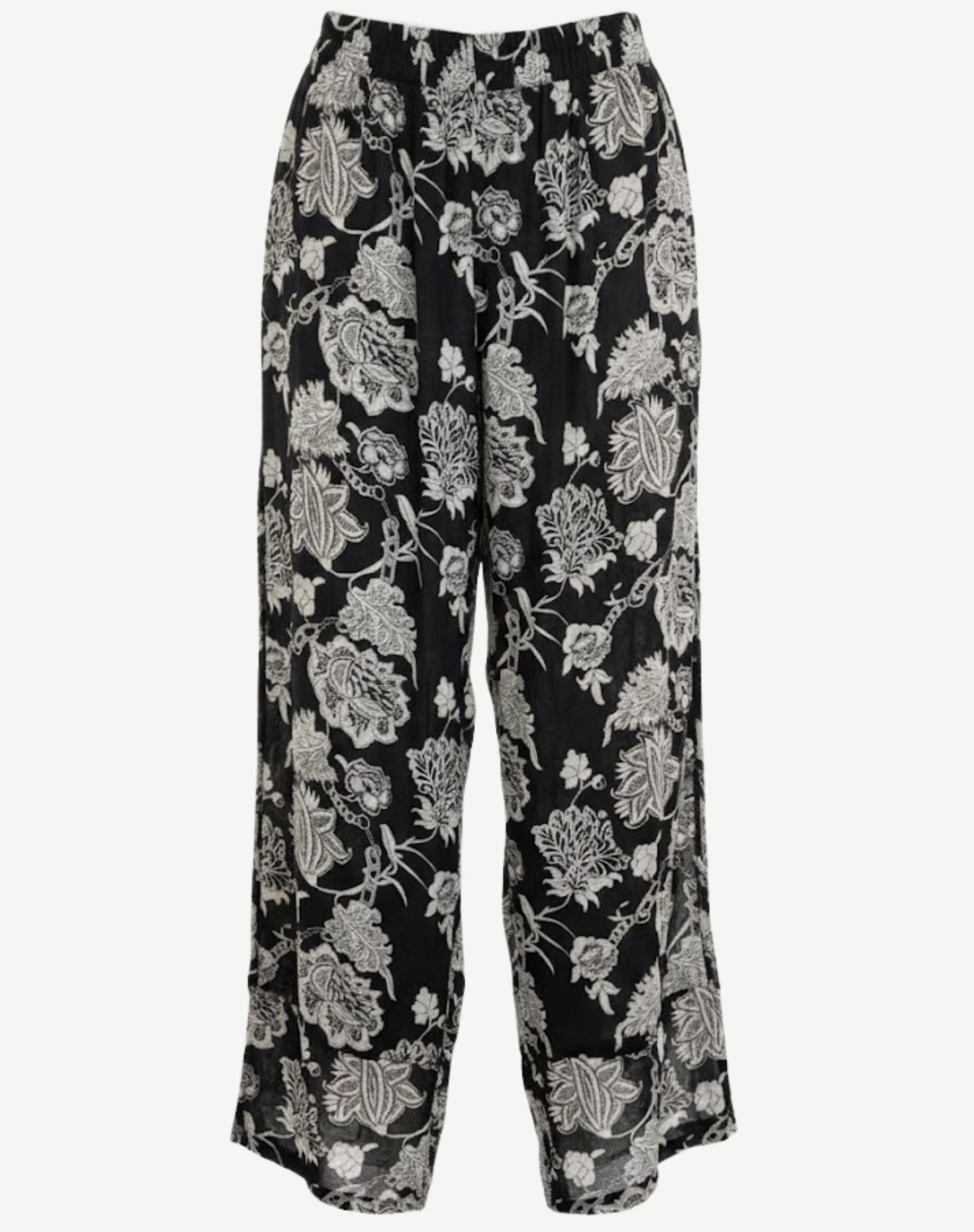 Black Vanilla Floral Printed Pants Corfu Jeans