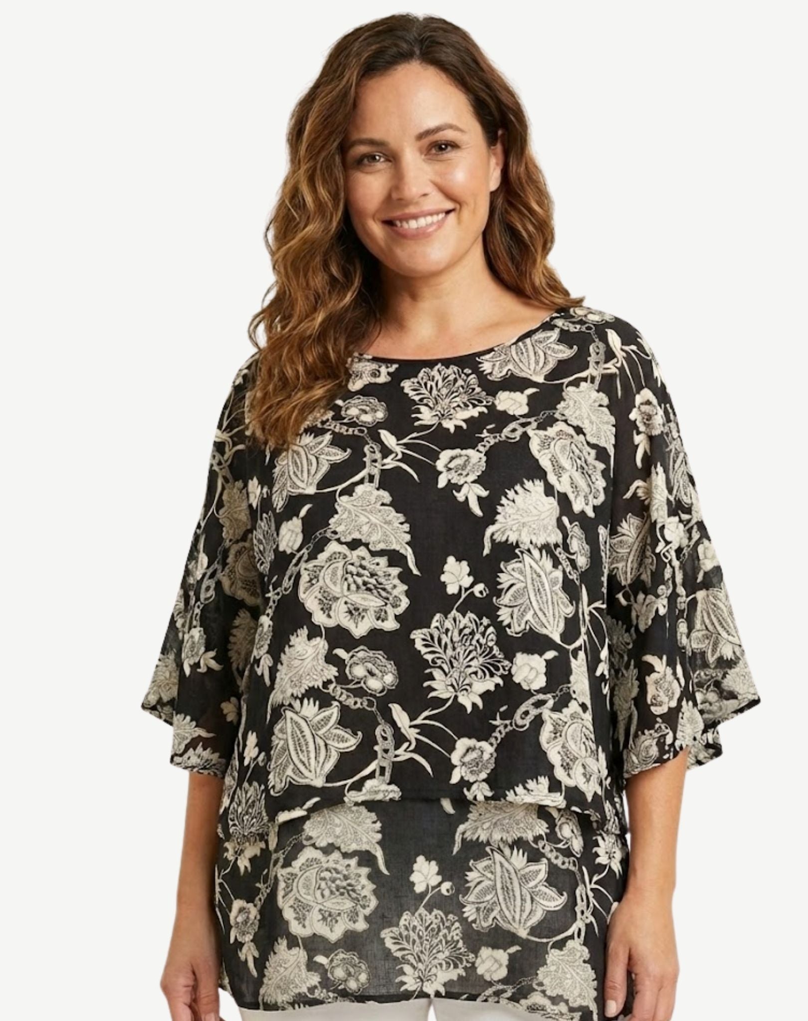 Black Vanilla Floral Printed Blouse Corfu Jeans