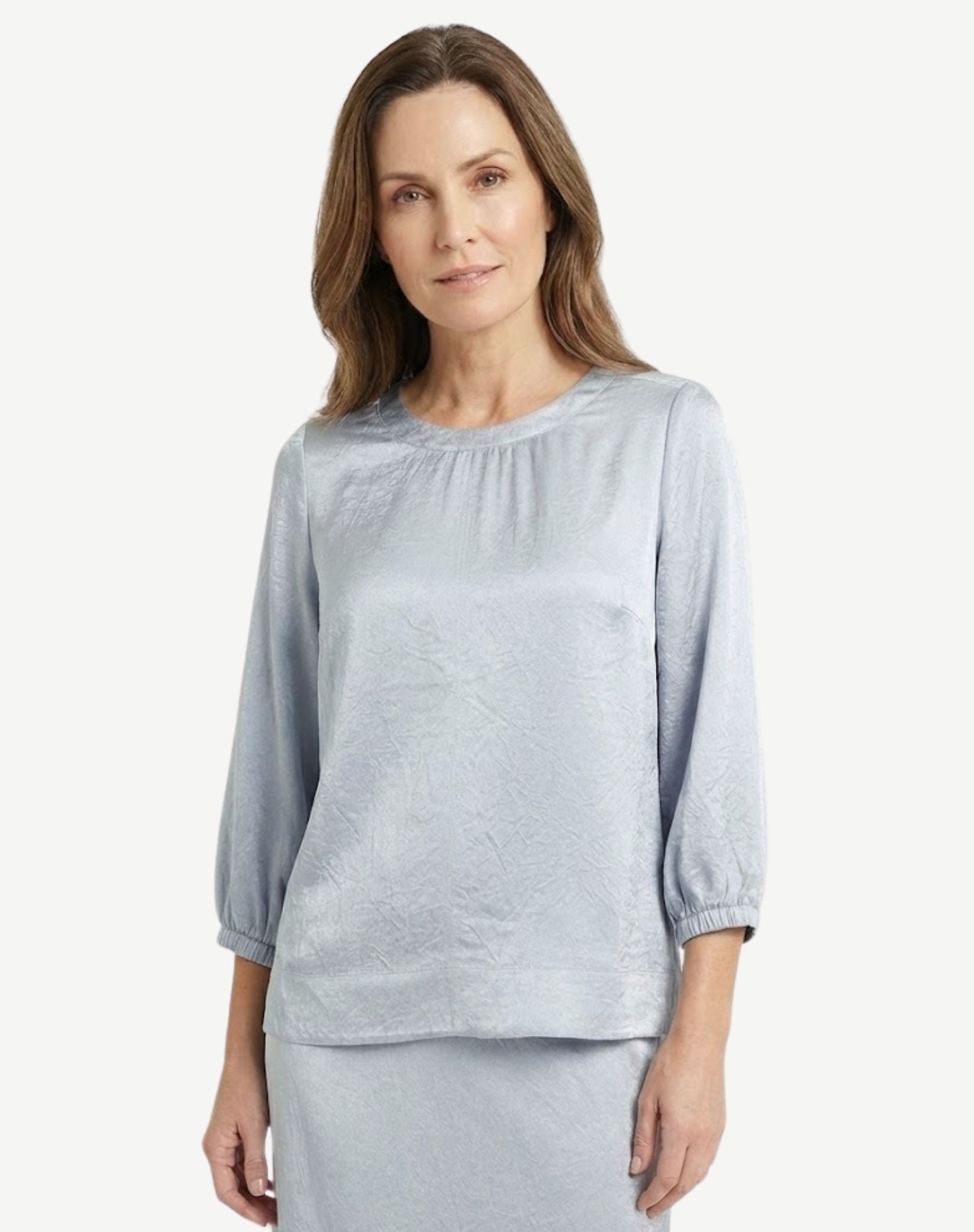 Waterfall Blue Satin Touch Blouse Corfu Jeans