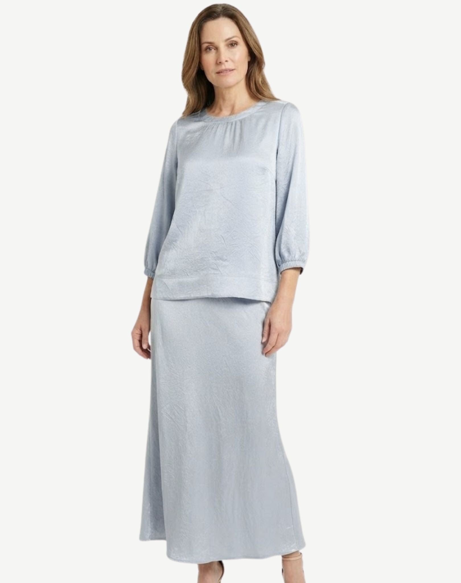 Waterfall Blue Satin Touch Skirt Corfu Jeans