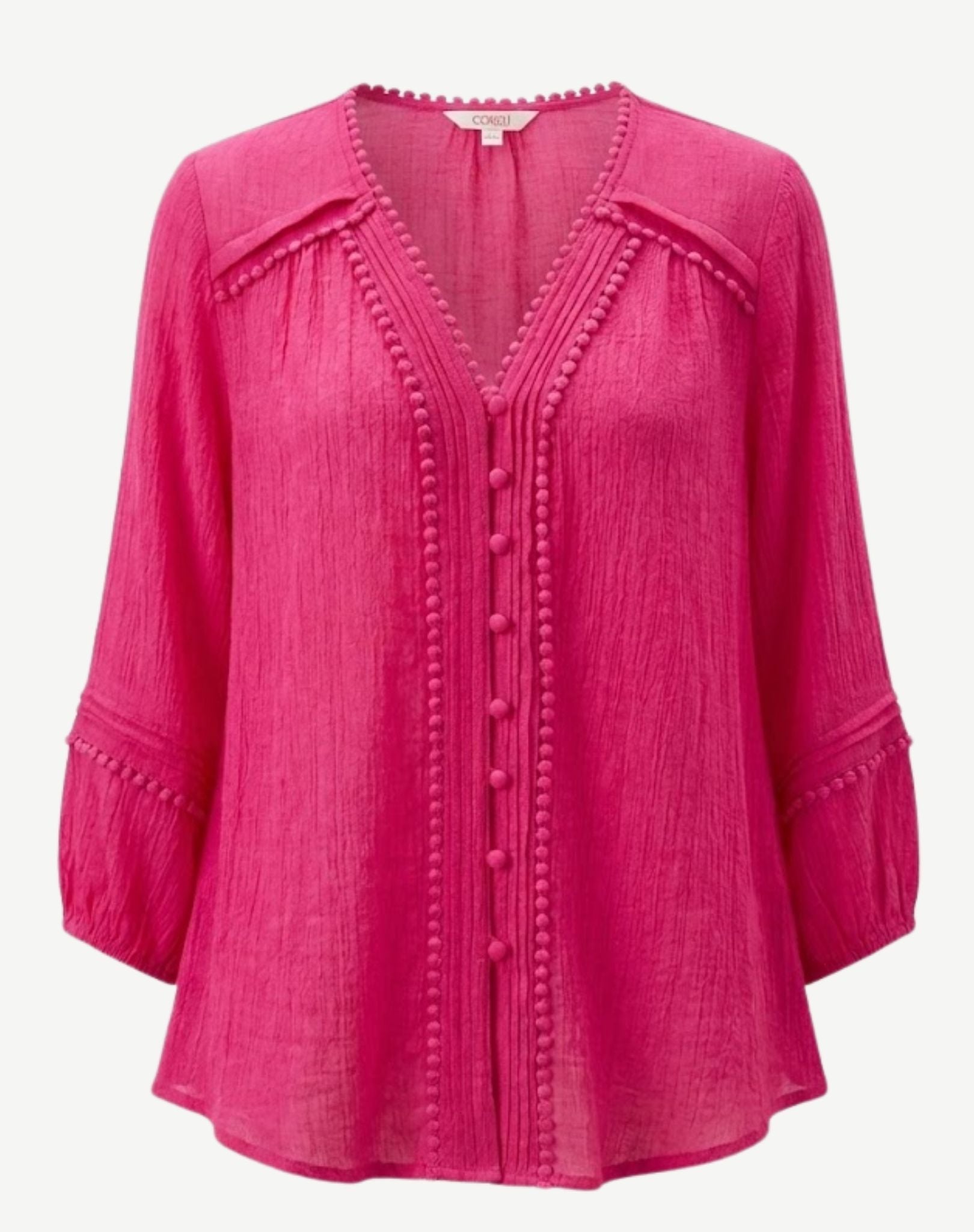Paradise Pink Bobble Trim Blouse Corfu Jeans