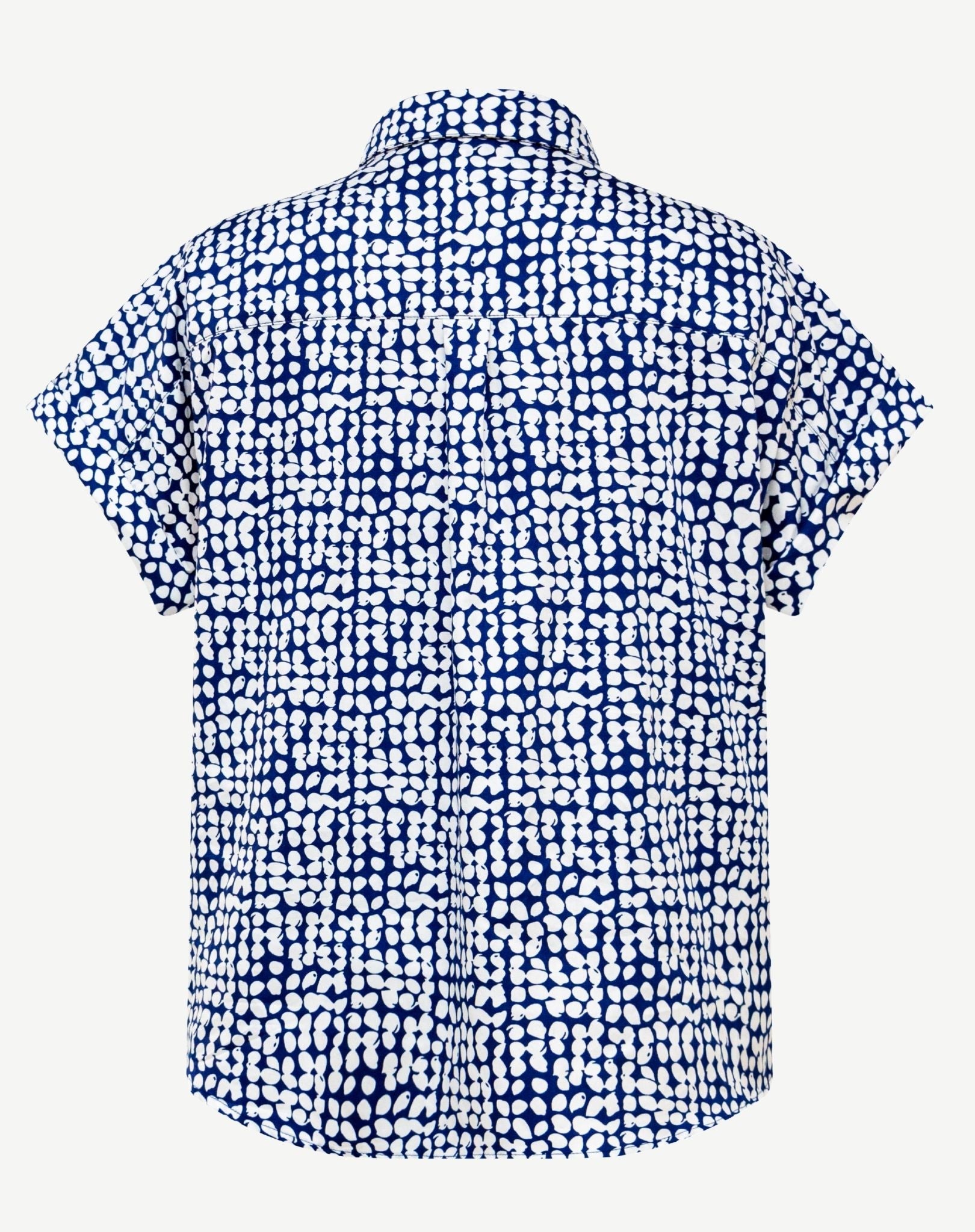 Navy Cotton Print Short Sleeve Shirt Corfu Jeans