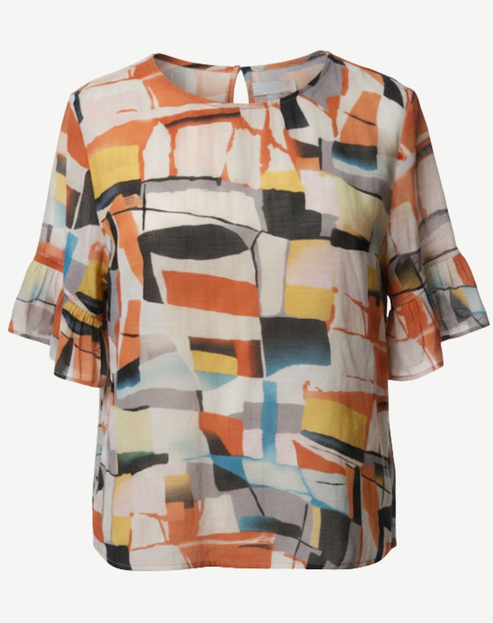 Echoed Shapes Soft Print Blouse Corfu Jeans