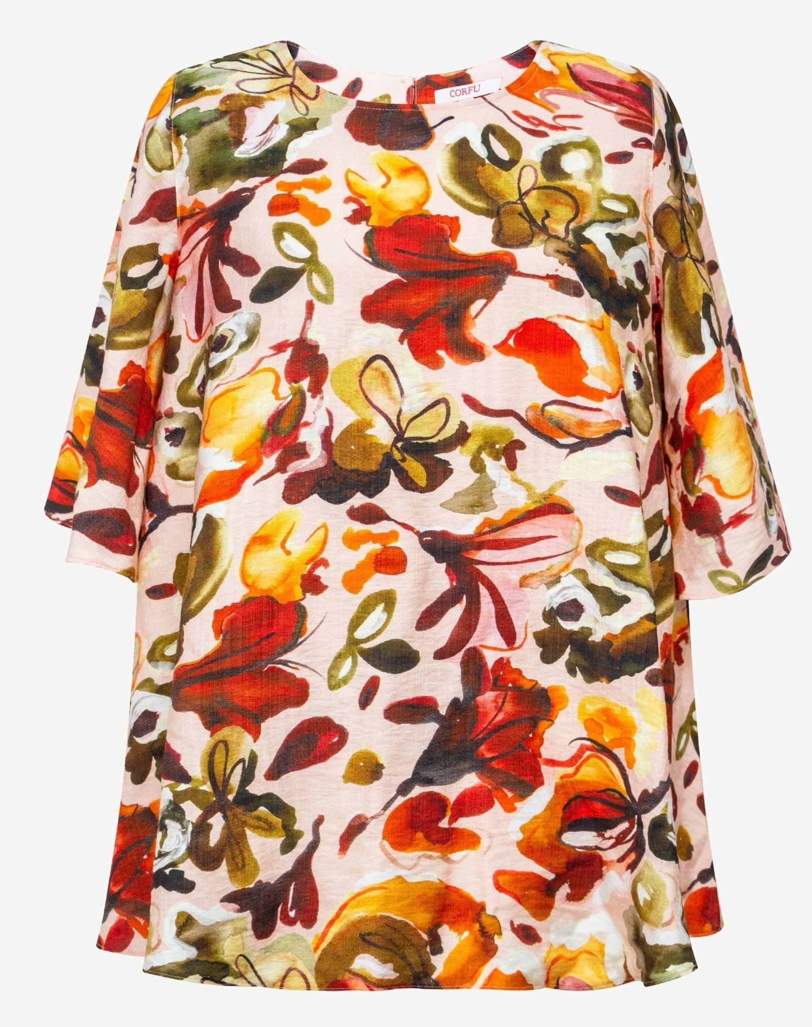 Watercolour Bloom Soft Print Top Corfu Jeans