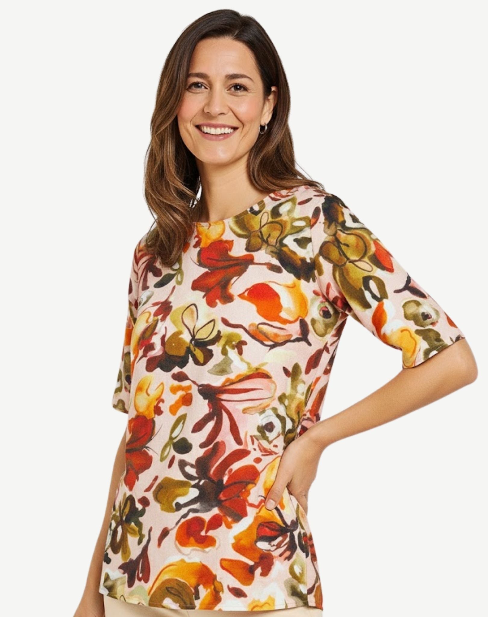 Watercolour Bloom Soft Print Top Corfu Jeans