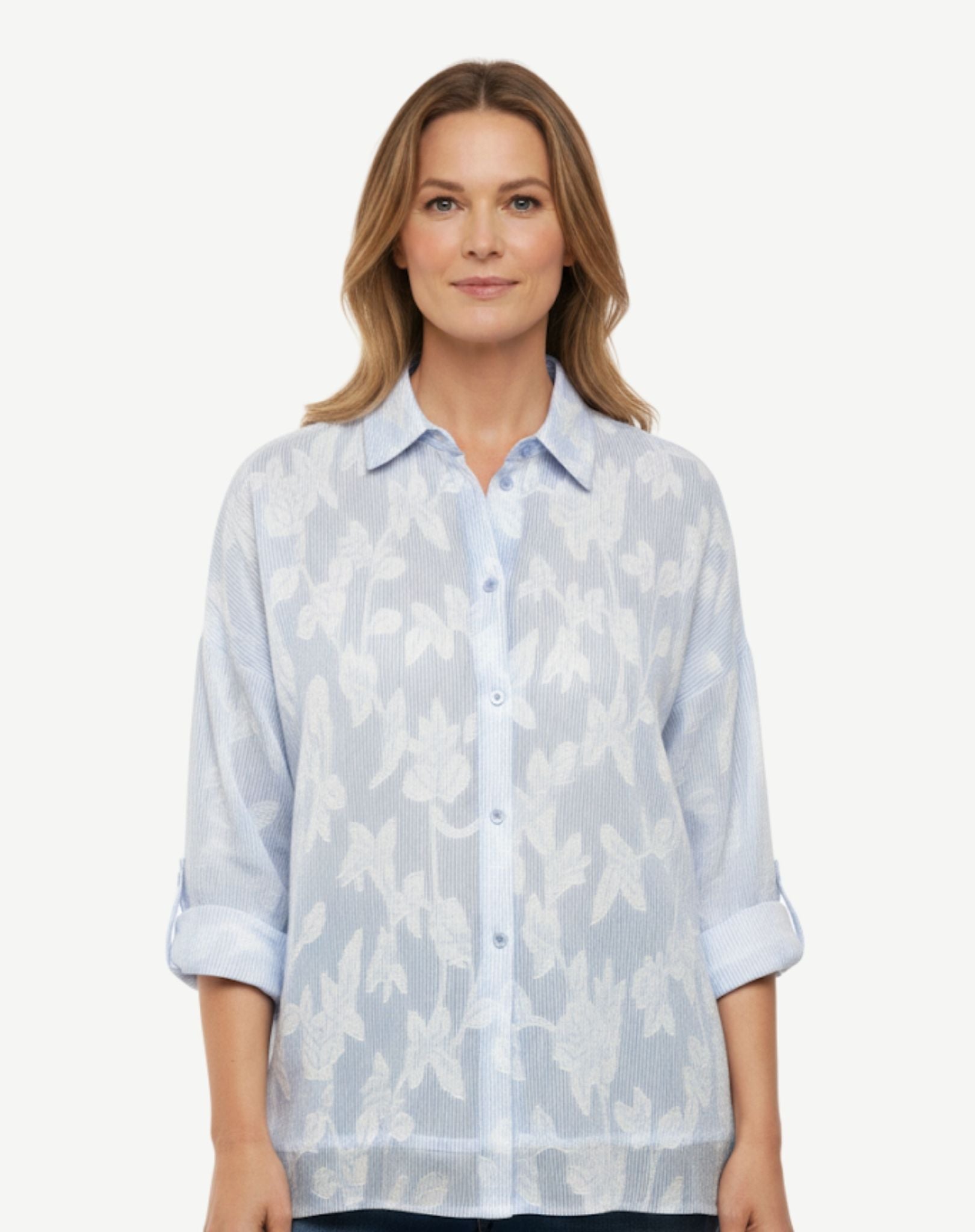 Floral Stripe Cotton Shirt Corfu Jeans