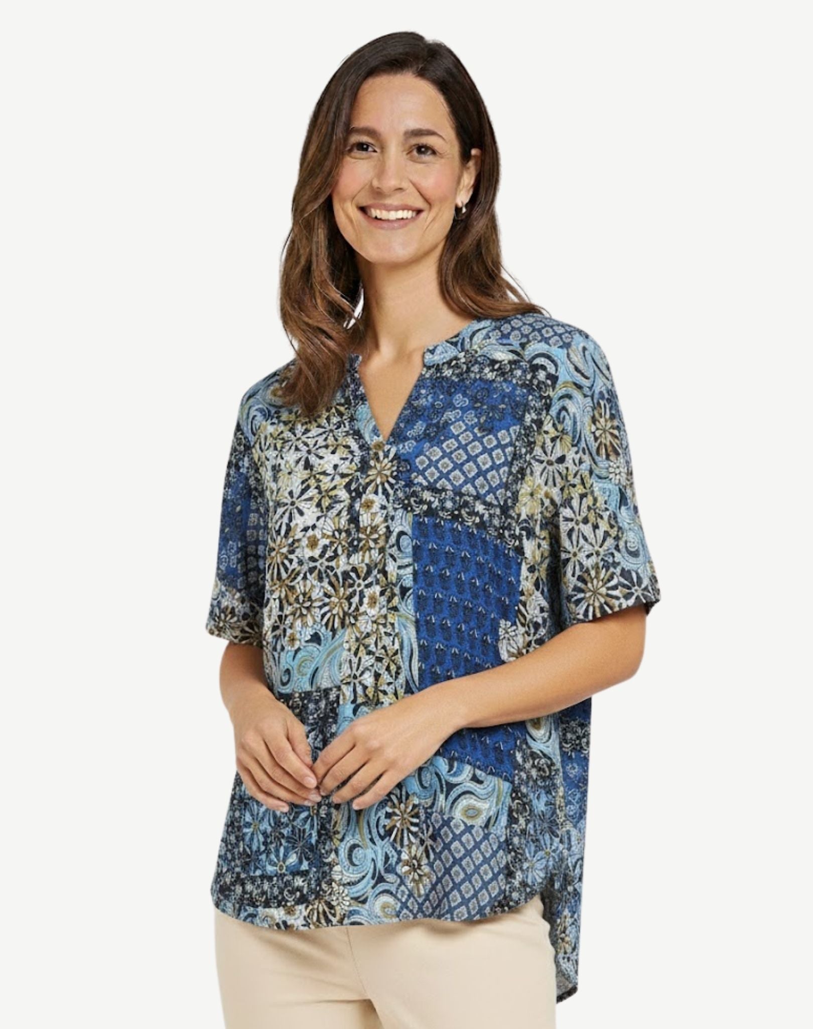 Stripes and Dots Soft Print Top Corfu Jeans