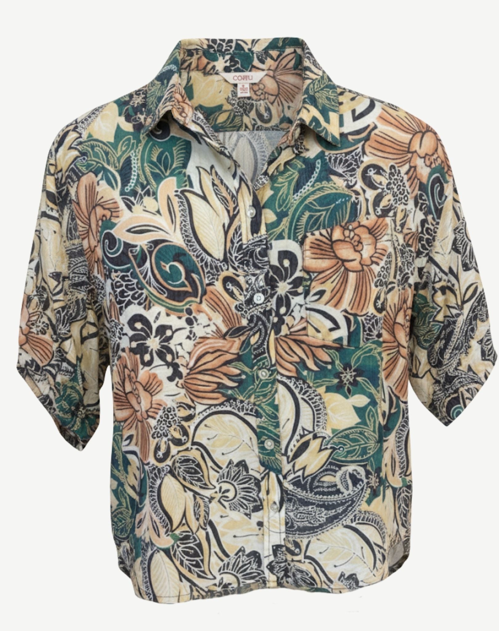 Garden Side Soft Print Blouse Corfu Jeans