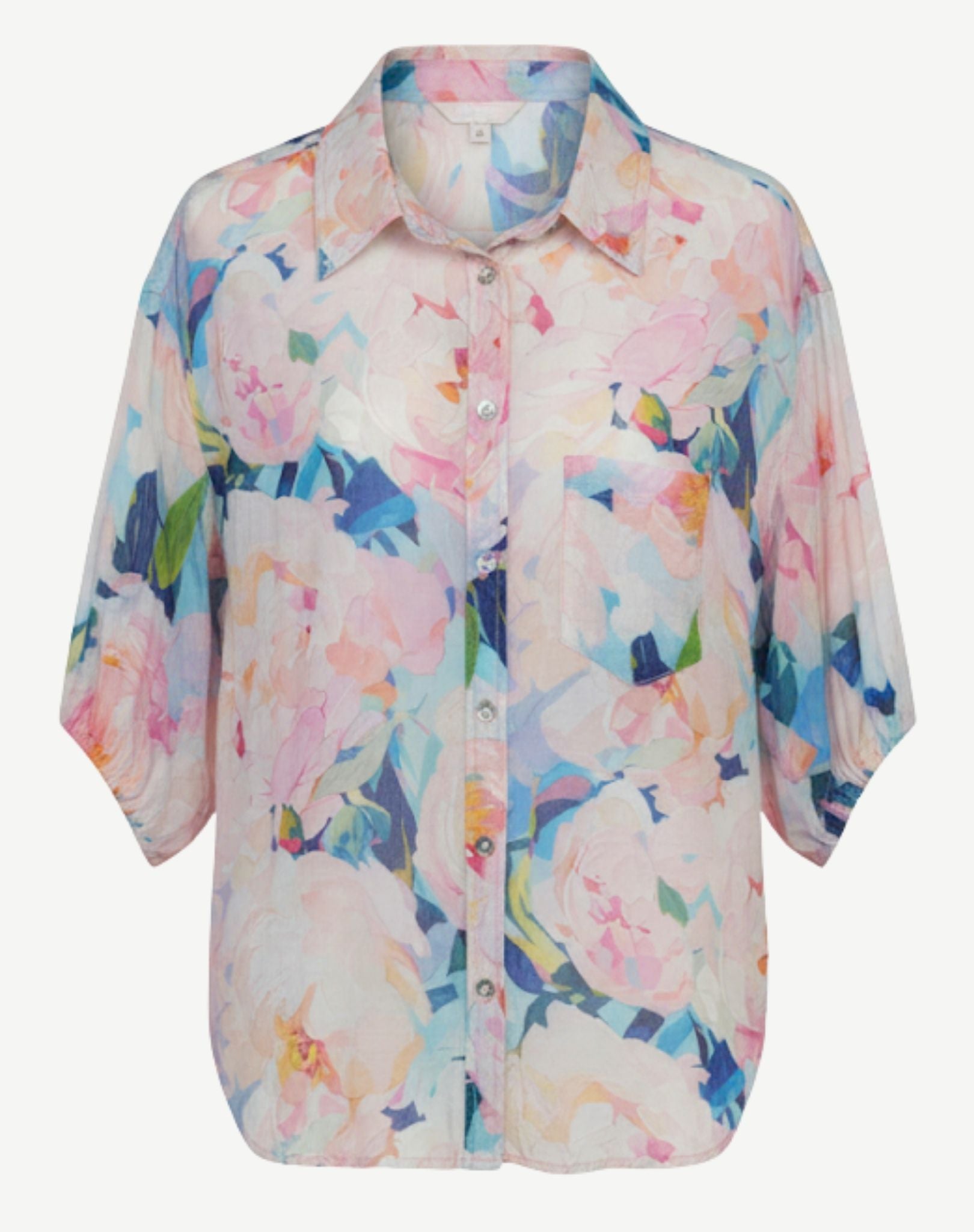 Peony Essence Soft Print Blouse Corfu Jeans