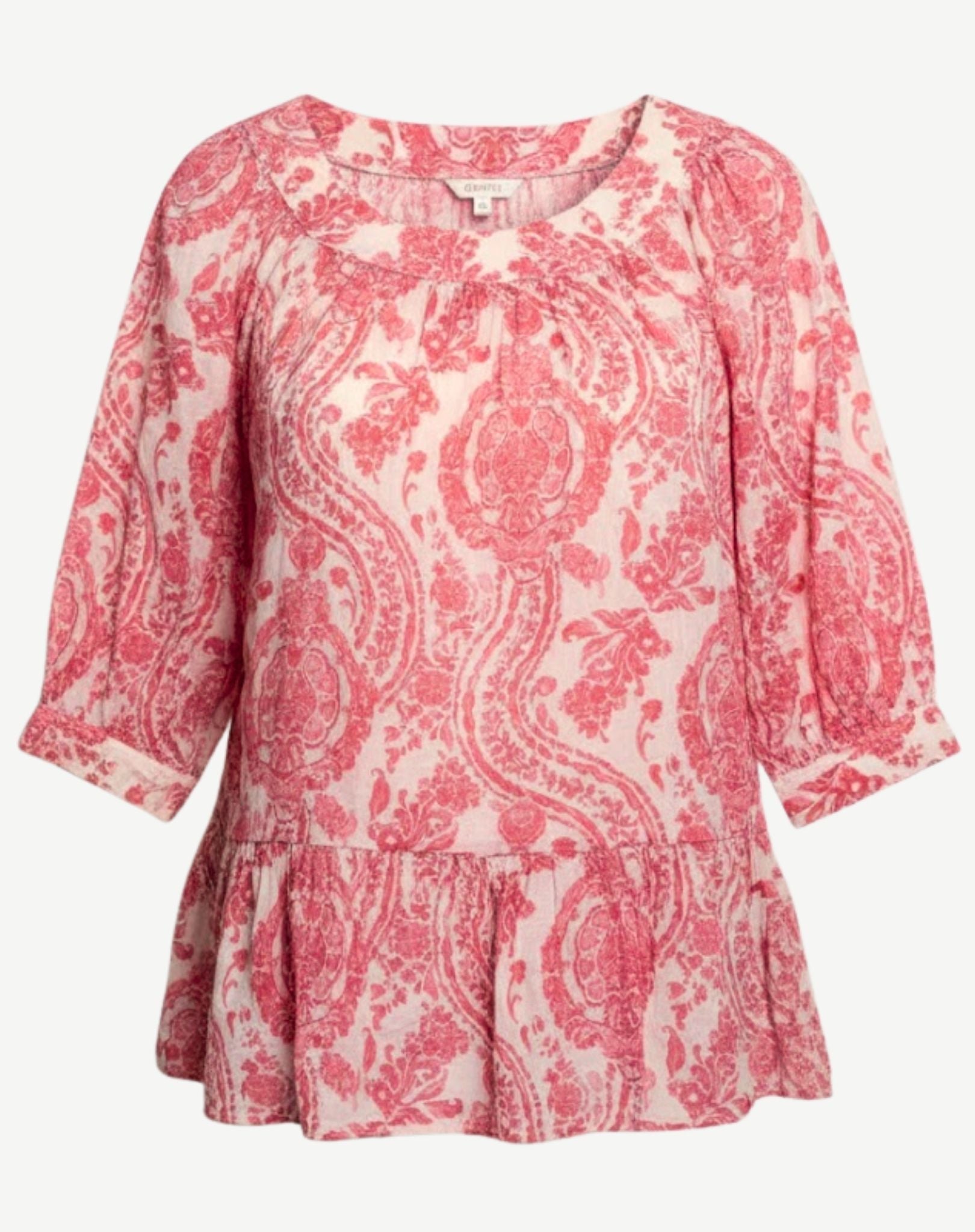 Pink on Pink Soft Print Blouse Corfu Jeans