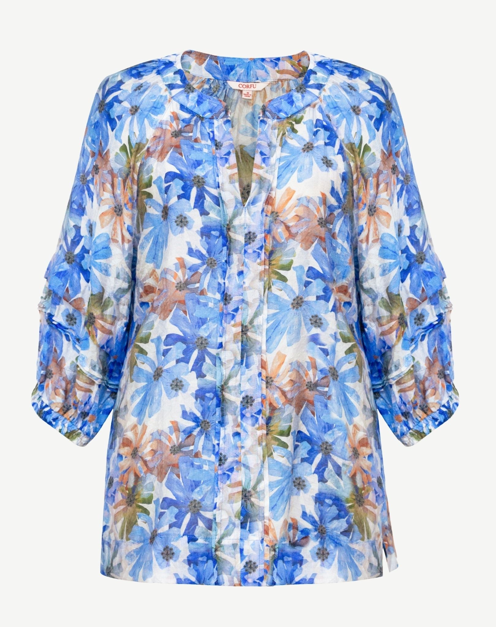 Wildflower Blue Soft Print Blouse Corfu Jeans
