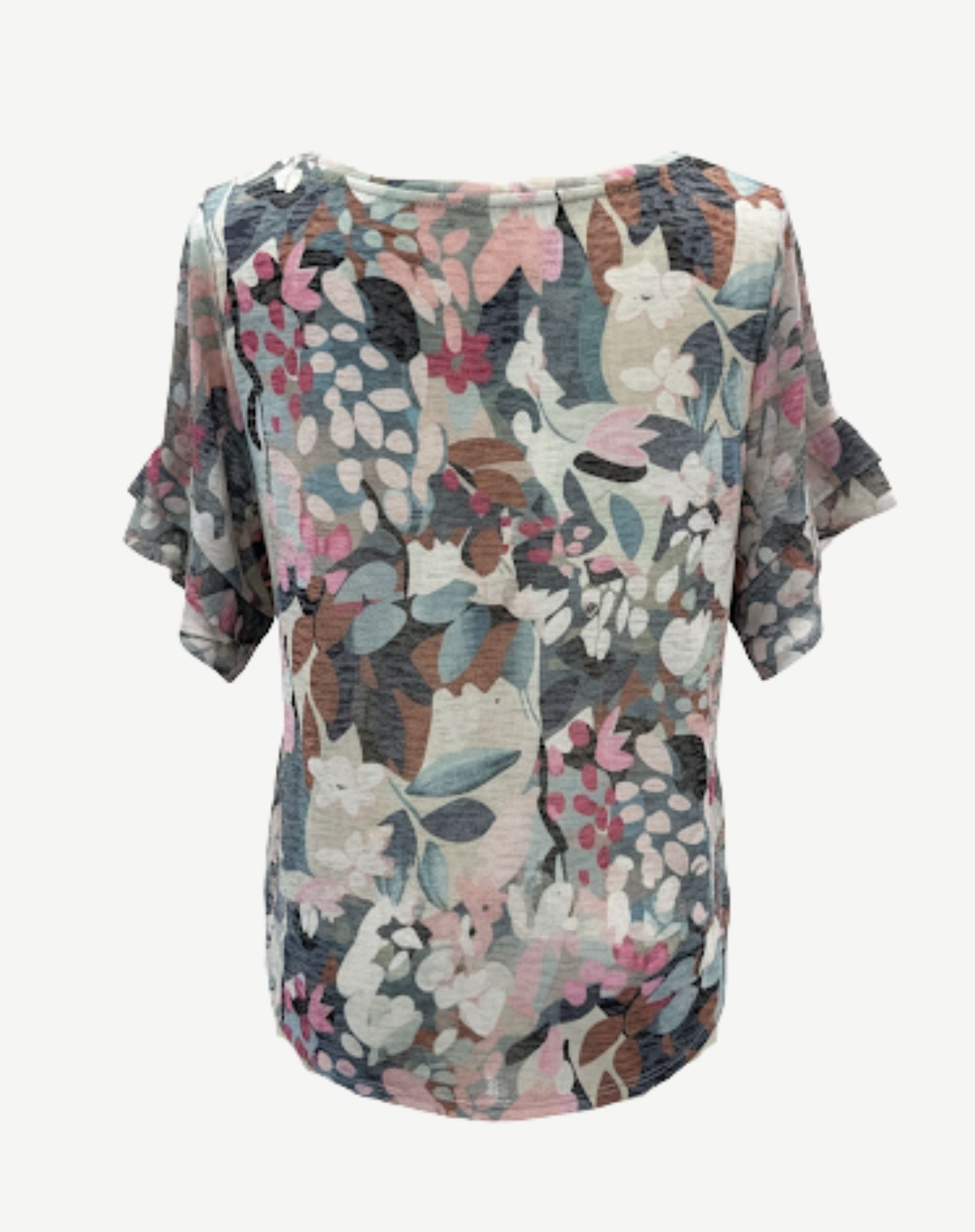 Botanical Bliss Viscose Burnout Jersey Top Corfu Jeans