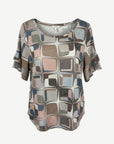Muted Mosaic Viscose Burnout Jersey Top Corfu Jeans